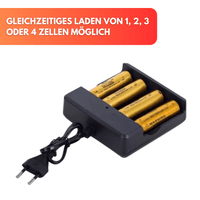 18650 Akku Ladegerät mit 4x 8800 mAH 4.2V Lithium - Ionen Markenakkus - Waagemann