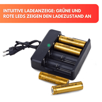 18650 Akku Ladegerät mit 4x 8800 mAH 4.2V Lithium - Ionen Markenakkus (ebay) - Waagemann