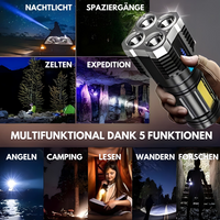 WAAGEMANN Superstarke 5 Modi USB AKKU Taschenlampe mit Arbeitslicht (inkl. Akku)