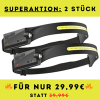 ADVENTURE Stirnlampe LED Kopflampe Wiederaufladbar mit Akku & Bewegungssensor - Waagemann