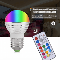E27 3W RGB LED Glühbirne mit Farbwechsel Kerzenlicht Lampe mit Fernbedienung - Waagemann