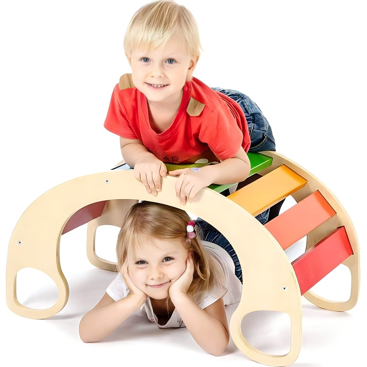 Montessori Kletterbogen aus Holz Indoor Klettergerüst Wippe - Waagemann