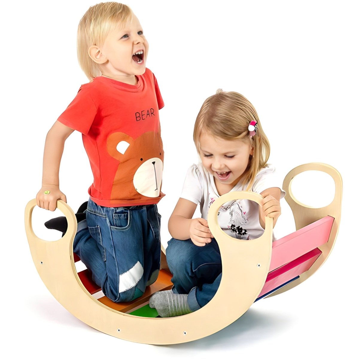 Montessori Kletterbogen aus Holz Indoor Klettergerüst Wippe - Waagemann