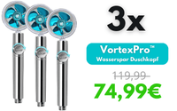VortexPro® – Wassersparender Turbodruck Duschkopf 3er Bundle - Waagemann