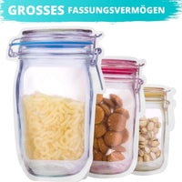 Ecozip - Wiederverwendbare Zip Beutel im Einmachglas Design(6er Set) - Waagemann