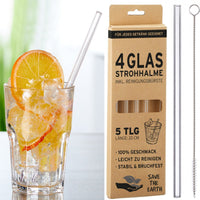 Glas Trinkhalme - 4er Set inkl. Reinigungsbürste - Waagemann
