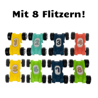 Grosse Spielrutsch & Rennbahn Station mit 8 Autos - Waagemann