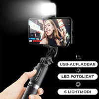 Selfie Stick mit LED Fotolicht & Bluetooth Fernbedienung - Waagemann