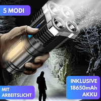 Superstarke 5 Modi USB AKKU Taschenlampe mit Arbeitslicht 2 - Waagemann