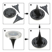 Wasserfeste Edelstahl LED Solar Bodenleuchten mit Lichtsensor (4er Set) - Waagemann