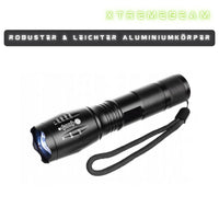 XtremeBeam OLD - Superhelle Taktische Cree-LED Taschenlampe mit Akku + Ladekabel - Waagemann
